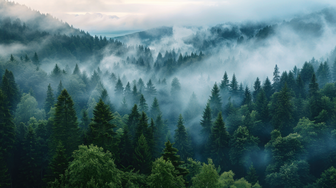 Schwarzwald mit Nebel von oben